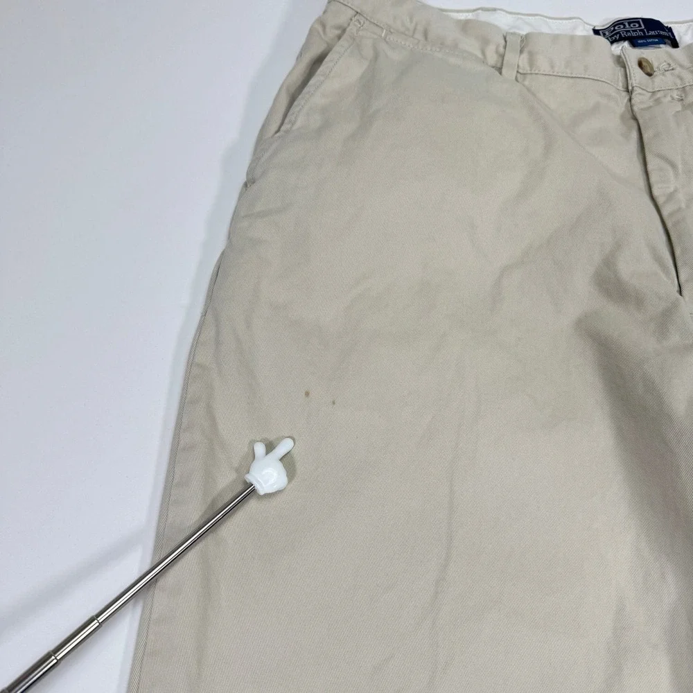 Polo Ralph Lauren Chino Pants Mens Tag 38x32 Fits 36x28 Khaki Classic Flat Front